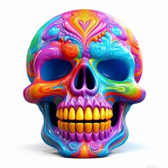 Cheerful and Vibrant Laughing Skull Illustration, Generative AI