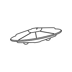 UFO spacecraft outline icon, unique flat vector illustration in trendy style. Editable graphic resource for multiple purposes.