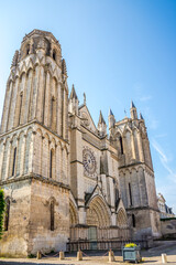 View at the Cathedral of Saint Peter in the streets of Poitiers - France
