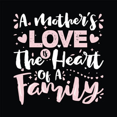 A Mathers Love Is The Heart Of A Family | Happy mothers day | Mothers day t shirt vector