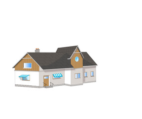 Modèle de maison isolé sur fond blanc
