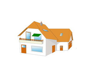 Modèle de maison isolé sur fond blanc