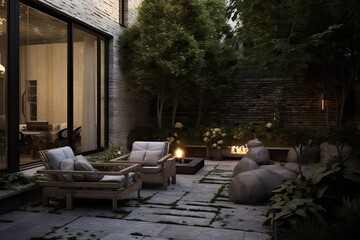 Obraz premium A personal perspective on a rear outdoor space at home.