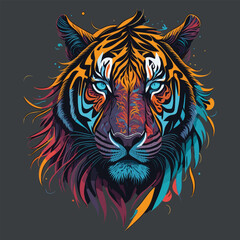 Vector illustration in tiger head with creative colorful abstract elements