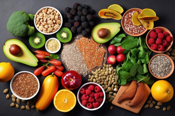 A grouping of various super foods. ai generatived.