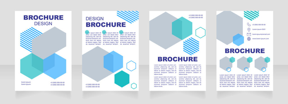 Industry production white blank brochure design. Healthcare, medicine. Template set with copy space for text. Premade corporate reports collection. Editable 4 paper pages. Myriad Pro, Arial fonts used
