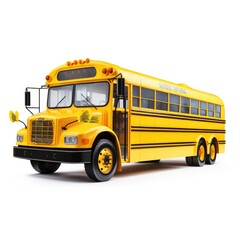 Fototapeta na wymiar School bus in white background, AI generated Image