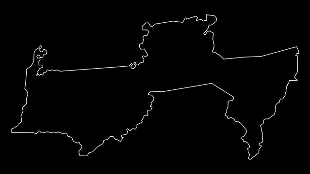 Para district map of Suriname outline animation