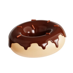 3d rendering chocolate donut with chocolate cream