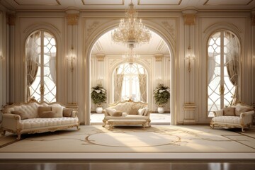 Opulent home interior featuring spacious sliding doors.