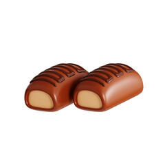 3d rendering chocolate candy isolated with vanila cream inside