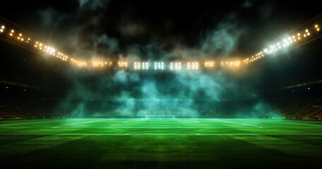 Obraz premium Soccer Stadium Illumination: Night Match