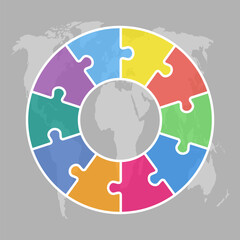 Diagram infographic for 10 steps, circle puzzle