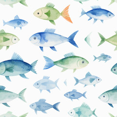 Fish seamless pattern vector