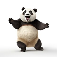 Happy panda in white background, AI generated Image