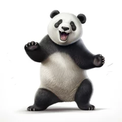 Fotobehang Happy panda in white background, AI generated Image © musa