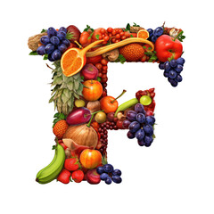 Naklejka na ściany i meble Alphabet or letter f from fresh vegetables and fruits