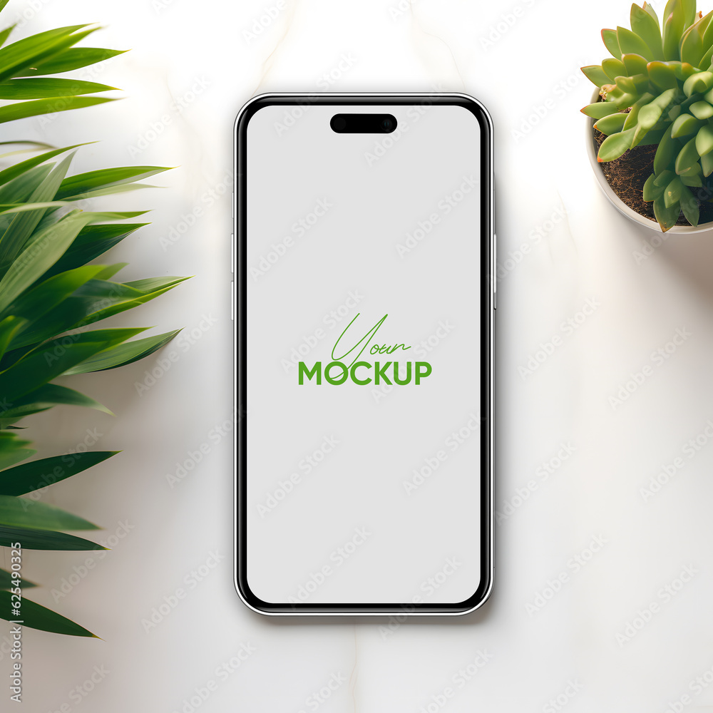 Poster High quality realistic high quality smartphone mockup with isolated background. Smart phone mockup collection. Device front view. 3D mobile phone with shadow on white background.