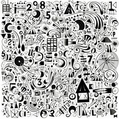 Mathematics pattern doodle, AI generated Image