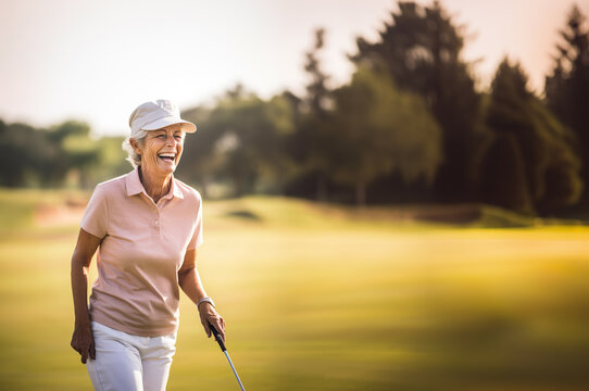 AI generated image of senior female on golf