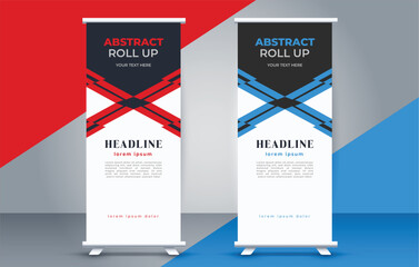 modern roll up banner template  with abstract design