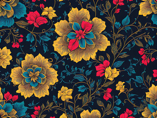 Floral pattern on seamless cloth. Flower bouquet. Ai generated