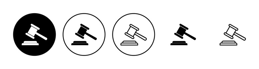Gavel icon set. judge gavel icon vector. law icon vector. auction hammer
