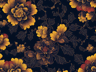 Floral pattern on seamless cloth. Flower bouquet. Ai generated