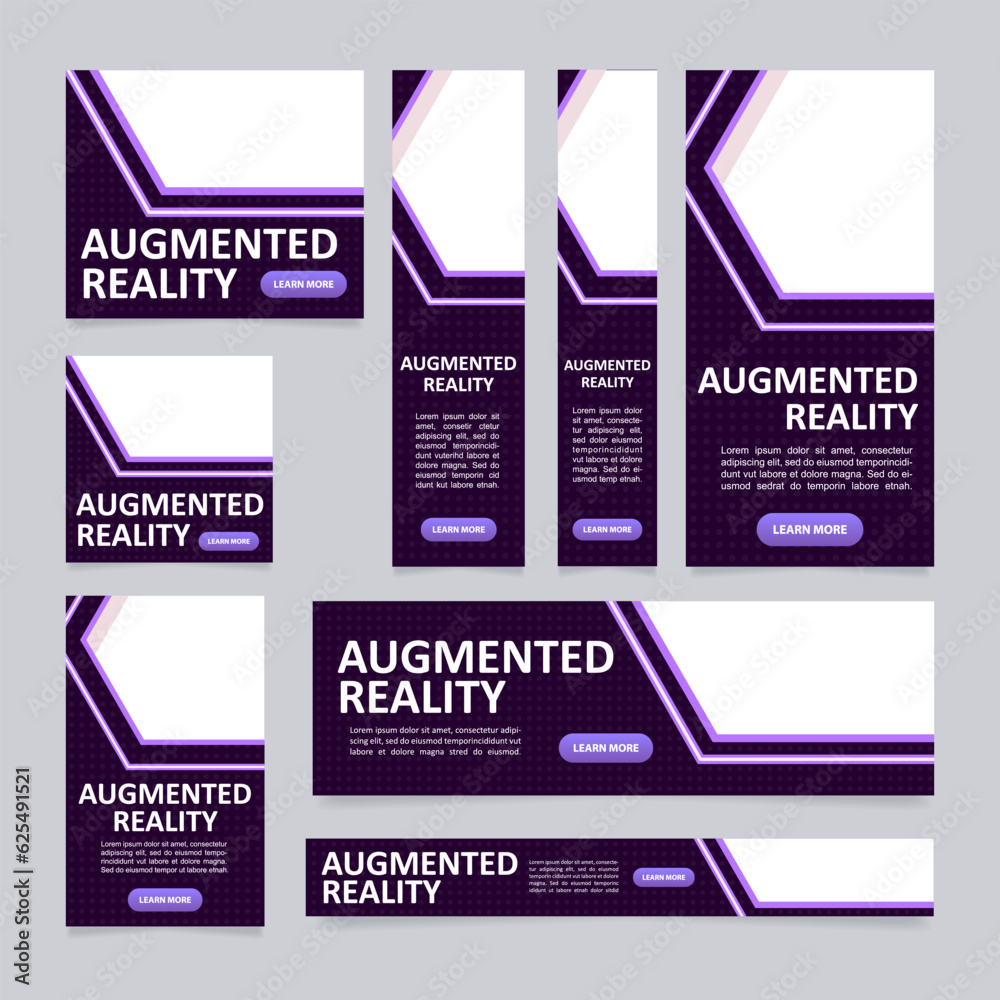 Poster augmented reality web banner design template. vector flyer with text space. advertising placard with