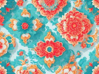 Floral pattern on seamless cloth. Flower bouquet. Ai generated