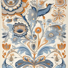 russian ethnic and vintage print Ai Generated