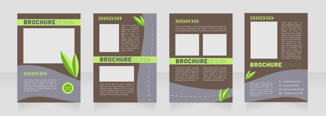 New urbanism blank brochure design. Template set with copy space for text. Premade corporate reports collection. Editable 4 paper pages. Barlow Black, Thin, Nunito Light fonts used