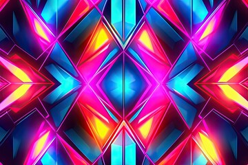 Neon Geometric Patterns: Futuristic, Dynamic, and Electrifying Cool Backgrounds with Abstract and Vibrant Energy, generative AI