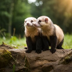 Obraz premium ferret on a tree