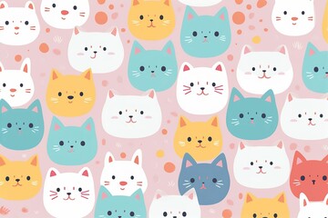 cute cat in pattern. Generative AI