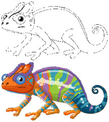 Cute colourful chameleon cartoon isolated © brgfx