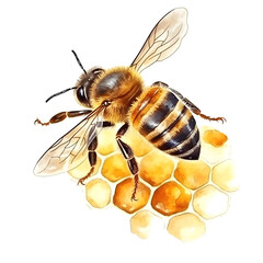 bee on honeycomb - obrazy, fototapety, plakaty