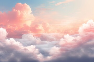 Soft Pastel Clouds at Sunrise: A Dreamy and Ethereal Morning Glow, generative AI