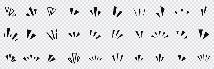 Japanese manga comics style line elements for character emotions. Anime, manga emotion line. Emotion line set. A set of simple icons that show surprises, inspiration, awareness, attention, points, etc