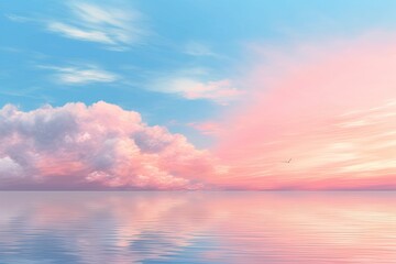 Fototapeta na wymiar Soft Pastel Sky at Sunrise or Sunset: A Dreamy Background for a Serene Horizon, generative AI