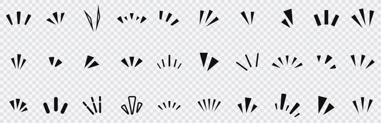 Emotion line set. Japanese manga comics style line elements for character emotions. Anime, manga emotion line. A set of simple icons that show surprises, inspiration, awareness, attention, points, etc