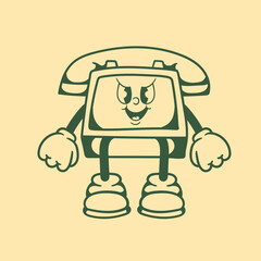 Vintage character design of Telephone