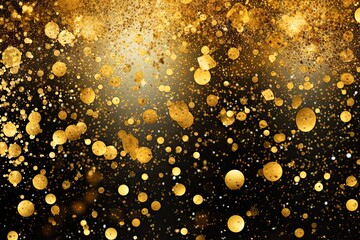 Festive Celebration: Glittering Golden Confetti Shower on a Gold Background, generative AI