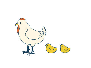 かわいい鶏の親子イラスト