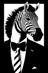 Portrait of a zebra generative ai 
