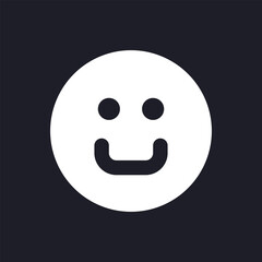 Emoticon dark mode glyph ui icon. Social media. Visual feedback. User interface design. White silhouette symbol on black space. Solid pictogram for web, mobile. Vector isolated illustration