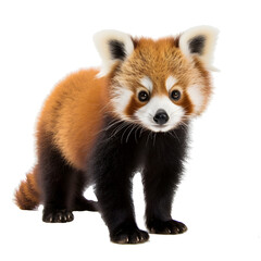 Red panda looking forward full body shot on transparent background cutout - Generative AI