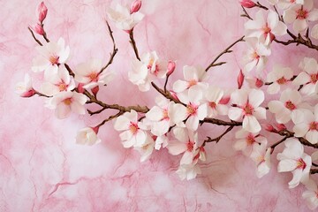 Pink Background: Full Bloom of Delicate Cherry Blossoms - Serene, Romantic, and Splendid Springtime, generative AI