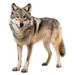 Wolf looking forward full body shot on transparent background cutout - Generative AI