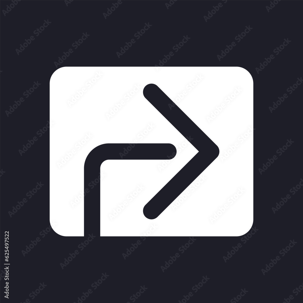 Poster forward arrow dark mode glyph ui icon. social network. repost. user interface design. white silhouet